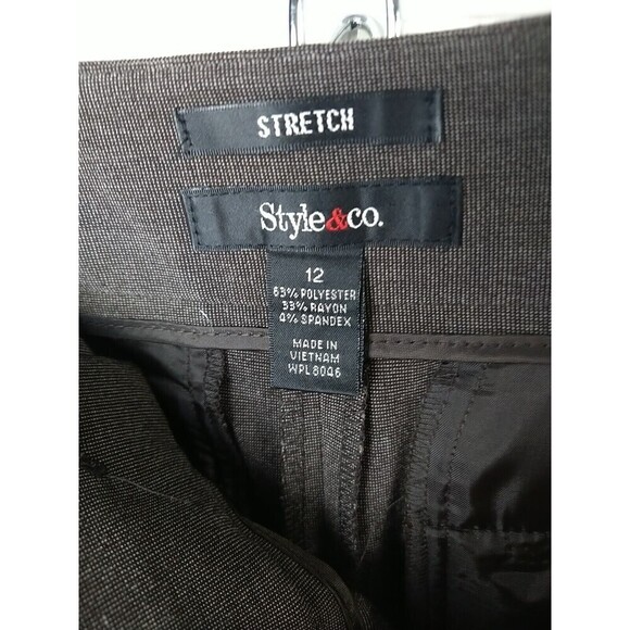 Style And Co Gypsy Brown Sit Below Waist Slight Boot Dress Pants. Size 12 - Picture 10 of 13